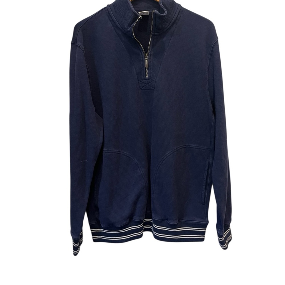 J. Crew small navy ribbed fleece quarter zip sweatshirt